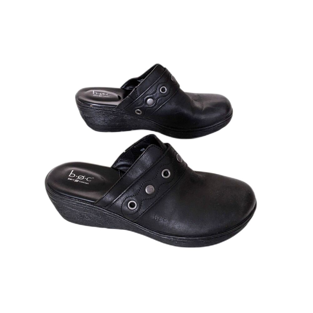 B.O.C. Women's Slip On Born Black Leather Rivet Mule Shoes , Size 10M - Picture 2 of 8